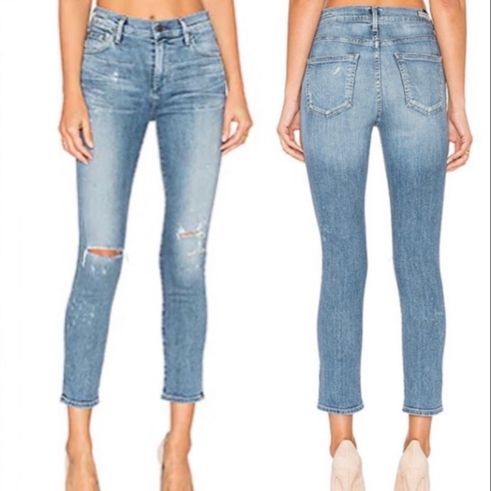 Citizens of Humanity Rocket Crop High Rise Skinny Distressed Fizzle Size 23